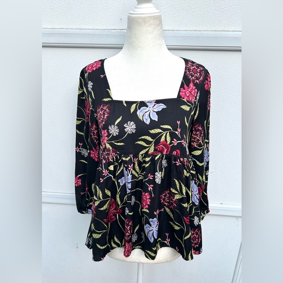 Anthropologie Dolan Top XS Babydoll Floral Blouse Colorful Whimsygoth Fairy - Picture 3 of 12